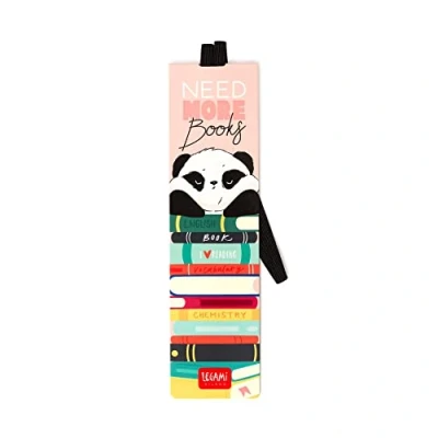 Immagine di Legami Segnalibro con Elastico, 4,7x17,5 cm, in Carta certificata FSC®, Tema Panda, Tiene il Sengo e Libro Chiuso