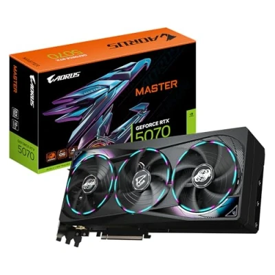 Immagine di Gigabyte AORUS GeForce RTX 5070 MASTER 12G Scheda Grafica 12GB GDDR7, 192 bit, PCI E 5.0, 2715 MHz Core Clock, 3 x DP 2.1a, 1 HDMI 2.1b, NVIDIA DLSS 4, GV N5070AORUS M 12GD