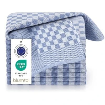Immagine di Blumtal Set Strofinacci Cucina Cotone Canovacci 100% Stracci Elevata Assorbenza Certificati Oeko Tex Asciugamani 50x70cm 10 Pezzi Blu