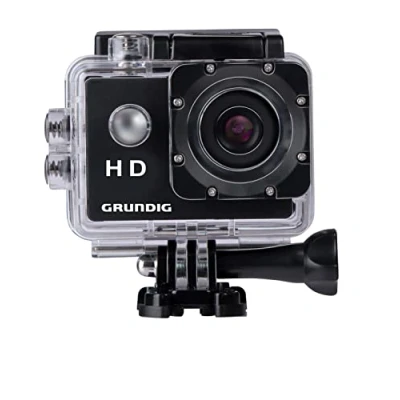 Immagine di Grundig Action Camera HD720P Fotocamera subacquea Impermeabile fino a 30 m Schermo LCD da 2&quot; Include vari accessori Rilevamento movimento Nero