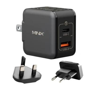 Immagine di MINIX NEO P1 Mini 33W PPS 2 Port GaN Charger 1 USB C Fast A Quick 3.0 Compatibile con iPhone 8 15 Series, Galaxy S10 S21, Pad e altro ancora.