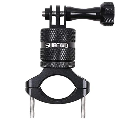 Immagine di SUREWO Alluminio Supporto per Reggisella Bicicletta con Rotazione a 360 Gradi Compatibile GoPro Hero 13/12/11/10/9/8/7/6/5 Nero, DJI Osmo Action 5 Pro/4/3/2 e Altro