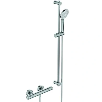 Immagine di Ideal Standard Ceratherm T50, Kit doccia con miscelatore termostatico, Set saliscendi doccia, Cromato