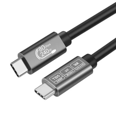 Immagine di ConnBull Thunderbolt 5 cavo 1,8 m, 240 W, dati 80 Gbps, display 16 K/8 K, USB C a C, per laptop, monitor, dock ecc