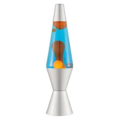 Immagine di LAVA® lampada 2117, cera arancione, liquido blu, base e cappuccio argento, di movimento originale marca 14,5 pollici
