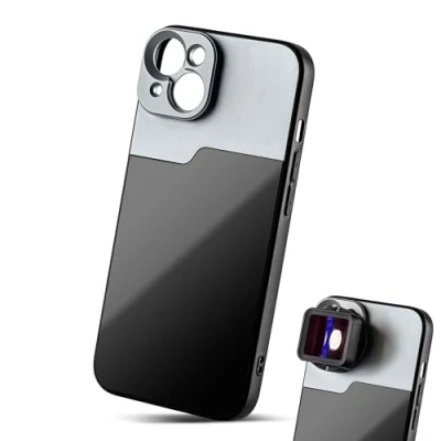 Immagine di MOJOGEAR Custodia per obiettivo da 17 mm compatibile con iPhone 13 Filettatura macro, teleobiettivo, anamorfico o adattatore DOF robusta Nero/grigio