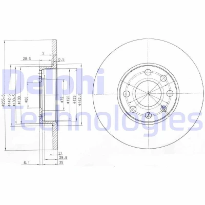 Immagine di DELPHI BG3402 Disco freno 256 11 4 pieno Oleato non trattato senza cuscinetto ruota, anello sensore ABS OPEL: Astra G Caravan, CC