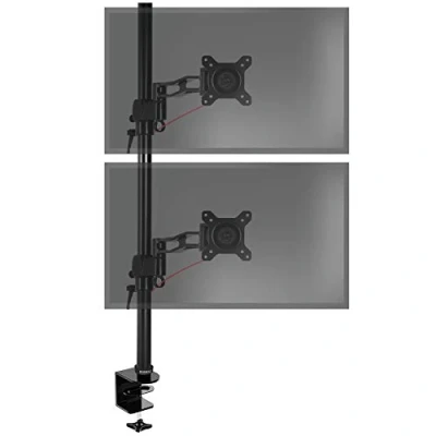 Immagine di Duronic DM35V2X2 Braccio per 2 monitor computer con estensione Supporto verticale doppio schermo PC articolato ergonomico da scrivania VESA 75 100 Altezza regolabile Rotativo inclinabile