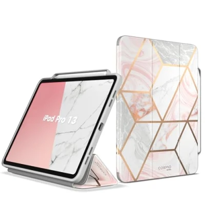Immagine di i Blason Cover per iPad Pro 13 Pollici M4 2024 con Portapenne, [Supporto Trifold Sottile] [Auto Sleep/Wake], Custodia Protettiva in TPU Morbido (Rosa)