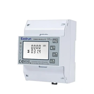 Immagine di EASTRON SDM630 Modbus MID V2 Contatore di energia monofase RS485 RTU, 100 A kWh, misuratore intelligente, con impulsi e display LCD retroilluminato, certificato