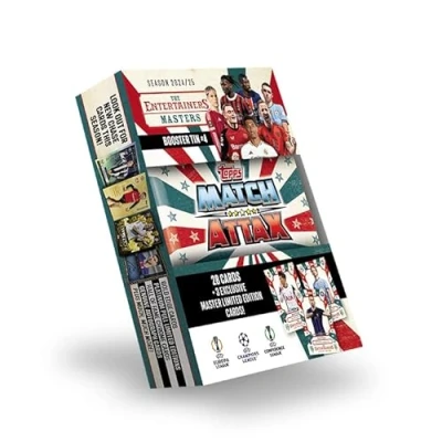 Immagine di Topps Match Attax 24/25 Booster Tin Masters contiene 28 carte più 3 esclusive &#039;Masters&#039; LE&#039;s Hakan Çalhanoğlu, Kevin De Bruyne e Heung min Son!