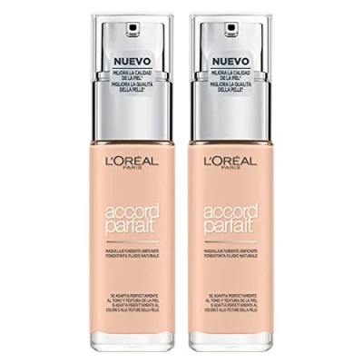 Immagine di L&#039;Oréal Paris Accord Parfait Fondotinta Fluido con Texture Ultra Leggera Idratante Acido Ialuronico Colore 1R / 1C Ivory Rose 2 Cosmetici