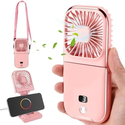 Immagine di Ventilatore Portatile, Mini USB Ricaricabile, Piccolo Tascabile con 4 livelli di Velocità &amp; Power Bank,Ventilatore a Batteria,Ventilatore Pieghevole e Silenzioso per all&#039;aperto