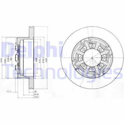 Immagine di DELPHI BG4171 Disco freno 289 22 8 pieno Oleato non trattato senza cuscinetto ruota, anello sensore ABS IVECO: DAILY 3, 4