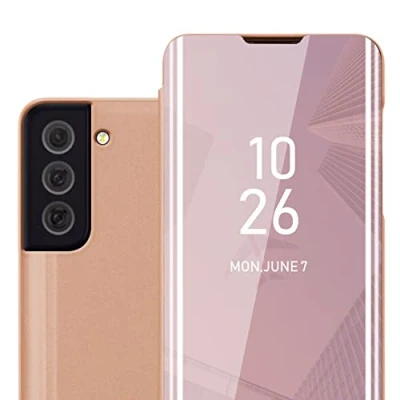 Immagine di Cadorabo Custodia Libro compatibile con Samsung Galaxy S22 Ultra in TORMALINA NERA Clear View Mirror Cover Protettiva Sottile Funzione di Supporto Protezione a 360 Gradi