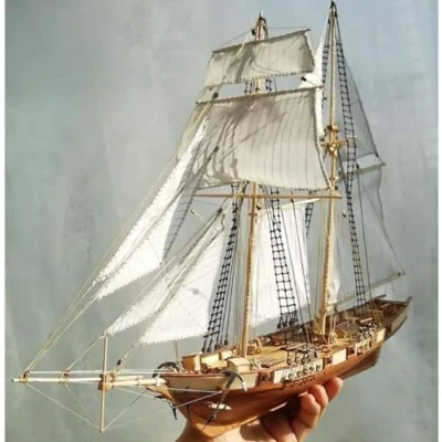 Immagine di OUlxxluo Kit Modello di Nave da Costruire per Adulti, Scala 1:96 Barca a Vela assemblaggio in Legno Classico Fai Te Regali