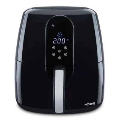 Immagine di H.KOENIG Friggitrice ad aria senza olio FRY820, capacità 5,5L, 7 programmi di cottura, temperatura regolabile da 80C a 200C, touch screen, cestello rimovibile, lavabile in lavastoviglie, 1800 W