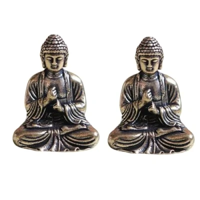 Immagine di LiJuanWang Statuette piccolo Buddha,2 pezzi Mini Statua di Buddha Portafortuna,Statuetta Decorativa Zen e Feng Shui,Decorazione Shui Porta Felicità Interni,2,8 X 2,4 cm