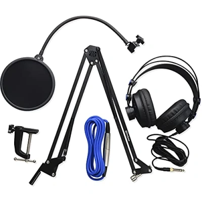 Immagine di PreSonus Pacchetto Accessori per la Trasmissione con Braccio Microfono, Filtro Anti Pop, Cuffie e Cavo XLR Podcasting, Streaming Registrazione