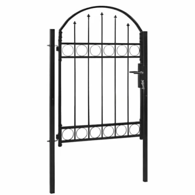 Immagine di vidaXL Cancello Recinzione Antiruggine Anticorrosione Resistente Barriera Sicurezza Barre Robuste Ingresso Giardino ad Arco in Acciaio 100x125 cm Nero
