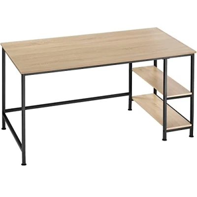 Immagine di TecTake 800993 Scrivania da computer Cantone, Pannello in truciolato effetto legno, Robusto telaio acciaio (industriale chiaro)