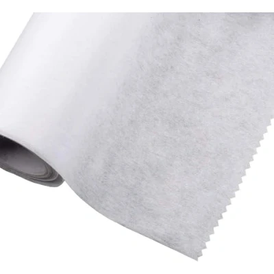 Immagine di Tessuto termoadesivo Peso medio 75 cm larghezza 1 metro bianco (non tessuto)