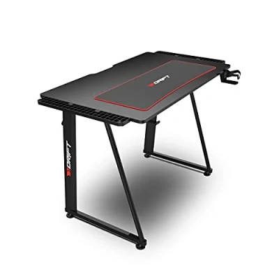 Immagine di DRIFT GAMING DRDZ75 Tavolo da gioco con piano in fibra di carbonio ricoperto un tappetino full size, portabicchiere e porta cuffia, gambe regolabili, colore nero