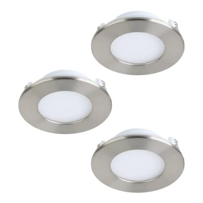 Immagine di Eglo connect.z Smart Home set di 3 faretti da incasso a Led per il bagno Fueva Z, in metallo nichel opaco, ultra piatto, Ø 85 mm, ZigBee, app e controllo vocale, colore luce regolabile, IP44