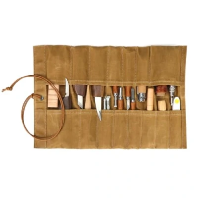 Immagine di TOURBON Custodia arrotolabile in tela cerata, con 15 tasche, organizer portatile per cacciavite, chiavi e