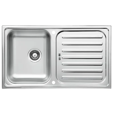 Immagine di Respekta Riverside Lavello da incasso in acciaio inox, 86 x 50 cm, con scolapiatti, adatto per armadi a partire cm di larghezza