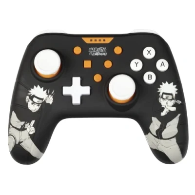 Immagine di Konix Controller cablato Naruto Shippuden per Nintendo Switch, Switch OLED e PC, funzione di vibrazione, cavo da 3 m, modello Naruto, nero