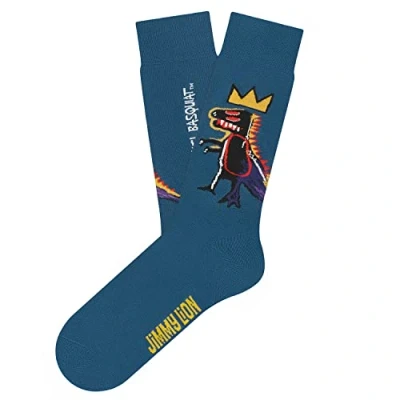 Immagine di Jimmy Lion Calzini Hitchcock, realizzati in cotone pettinato di prima qualità. Cammina con stile!, Basquiat Pesce Dispenser Blue, 41 46