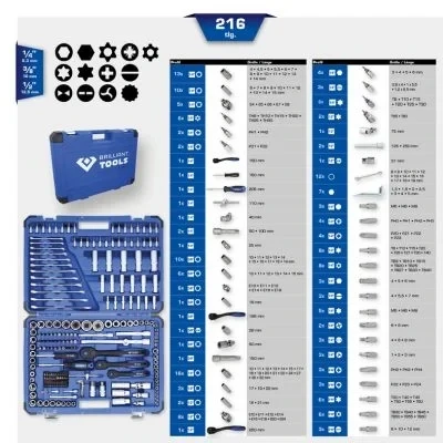 Immagine di KS TOOLS BT023216 Kit attrezzi 216 10 (3/8&quot;), 12,5 (1/2&quot;), 6,3 (1/4&quot;) Quadrato