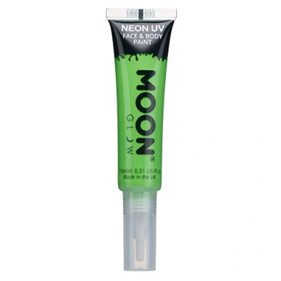 Immagine di Moon Glow Vernice UV neon per viso e corpo con applicatore a pennello, Verde intenso, 15 ml (confezione da 1)