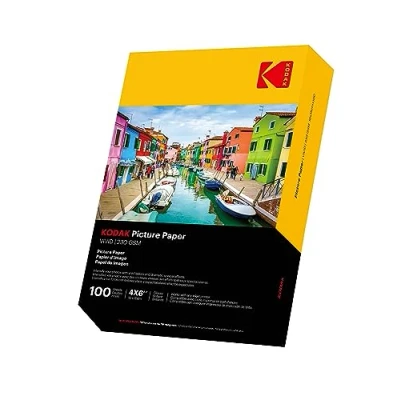 Immagine di KODAK Picture Paper Vivid 10,2 x 15,2 cm, 100 pezzi, peso 230 g/m², spessore 11,9 mil, carta per immagini dai colori vivaci. Questo prodotto non è compatibile con la stampante DOCK **&quot;