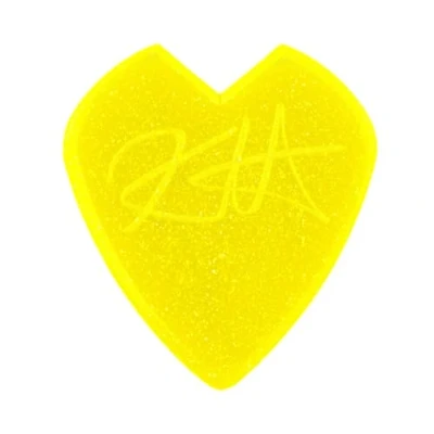 Immagine di DUNLOP 47PKH3NYS Kirk Hammett Jazz III YELLOW GLITTER PLAYER&#039;S, Player&#039;s Pack da 6 plettri signature di Nuova Colorazione, Colore Giallo