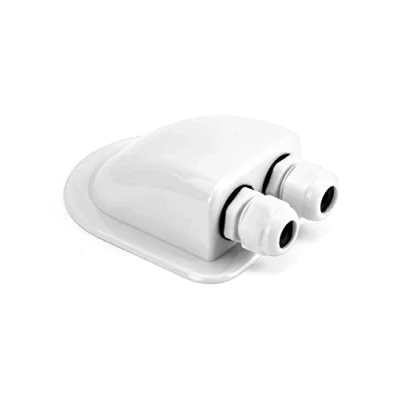 Immagine di QWORK® Pssacavo per Tetto, IP68 Impermeabile Doppio Cavo di Ingresso Resistente agli Agenti atmosferici, Camper Caravan Barca Solare, passacavo ABS, 1 Pezzi