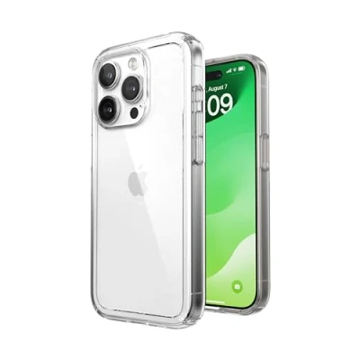 Immagine di Speck custodia trasparente per iPhone 15 Pro, sottile, compatibile con MagSafe, protezione contro le cadute, antigraffio, anti ingiallimento, telefono da 6,1 pollici GemShell
