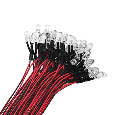 Immagine di YIXISI 50 Pezzi 5mm Diodo ad Emissione Luminosa LED, Precablata 12V 20cm, per Trasformazione e Illuminazione di Circuiti Automobilistici, Modellazione Prototipi, Rosso