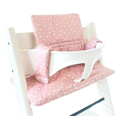 Immagine di UKJE cuscino compatibile con Stokke Tripp Trapp Morbido per sedile neonati, bambini e piccoli, Accessori seggiolone, Inserto in tessuto di cotone (daisy)