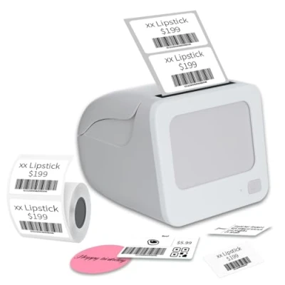 Immagine di vretti Bluetooth Etichettatrice Adesive Codice a Barre Stampante Etichette Portatile Termica Label Printer per Piccole imprese,negozi Compatibile con iOS &amp; Android,Dimensione di stampa 25 58 mm