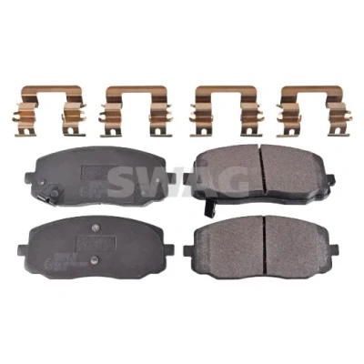 Immagine di SWAG 33 10 7280 Kit pastiglie freno Assale anteriore con segnalatore acustico usura lamierino anticigolío, materiale di fissaggio