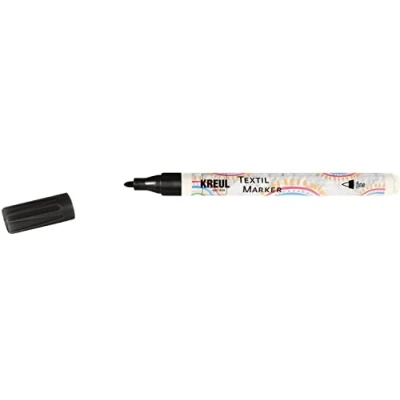 Immagine di Kreul 90671 Pennarello Tessile fine, Nero, Larghezza Linea Circa 1 2 mm, Tessuti Chiari, Resistente al Lavaggio Dopo Il Fissaggio, Black, Unità (Confezione da 1)
