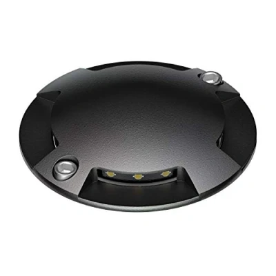 Immagine di ledscom.de luce di terra a LED, segnavia BUNDA per esterni, IP67, 4 fiamme, nero, rotondo, 70 mm Ø, bianco freddo, da incasso, superficie, pavimento
