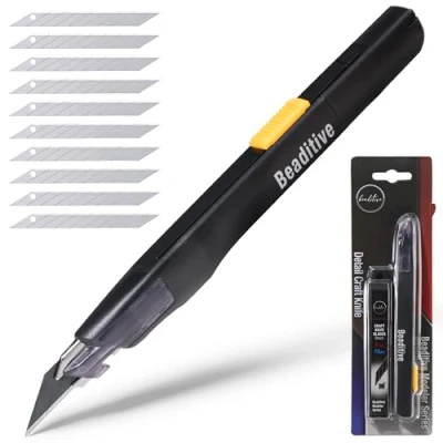 Immagine di Beaditive coltello artigianale ad alta precisione multiuso con lama a 30 gradi Arte, Artigianato, Modellismo (1 nero, 10 lame nere)