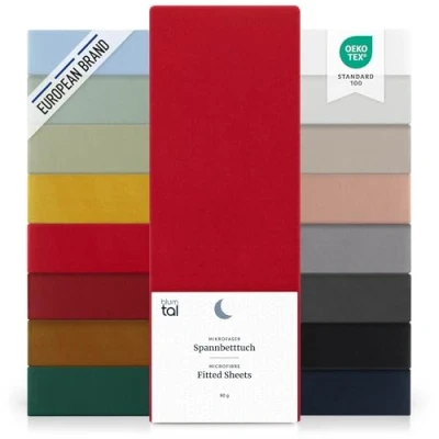 Immagine di Blumtal lenzuolo con angoli una piazza e mezza 120x200 cm sotto in microfibre certificato Oekotex lenzuola colore rosso