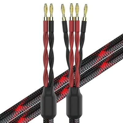 Immagine di k4B 2B Cavo per altoparlanti bi fili (2 spine a banana 4 banana), set da 1 paio (totale 12 (5 m)