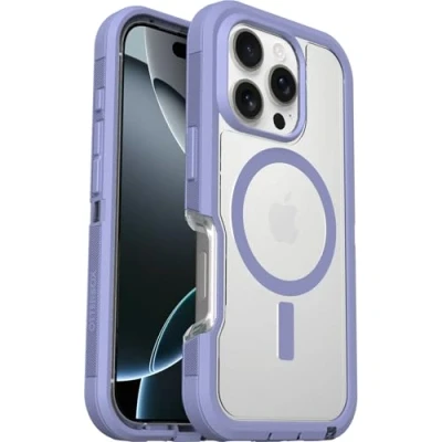 Immagine di OtterBox cover per iPhone 16 Pro Defender Series XT MagSafe, resistente a shock e cadute, ultra robusta, testata 7x vs le norme anti caduta MIL STD 810G, Trasparente/Viola