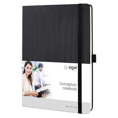 Immagine di SIGEL CO118 Taccuino premium a righe, formato tablet, copertina rigida, nero, Conceptum