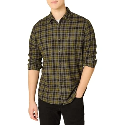Immagine di Amazon Essentials Camicia in Flanella a Maniche Lunghe (Disponibile Taglie Extra Forti) Uomo, Verde Oliva, L